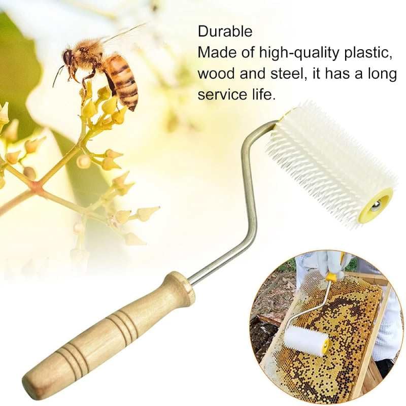 Honey Uncapping Tool Honey Uncapper Wooden Handle Uncapping Roller Uncapping Fork for Beekeeping