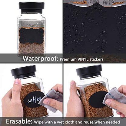 Wisdompro 190 Pcs Chalkboard Labels, Waterproof Blackboard Stickers | Multiple Sizes, Durable Vinyl, Reusable, Removable, for Storage Bins, Food Container, Mason Jars, Bottles - size: Small, Medium