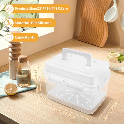 Press Plate Leakproof Airtight Pickle Kimchi Container, Press Plastic Fermentation Container, 4L Food Storage Box w Hidden Handle, Portable Mason Jar, Clear Sauerkraut Press Container for Home Kitchen - color: 4 L Preserving Jar