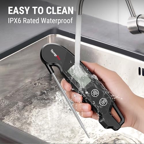 TempPro 1 Sec Digital Meat Thermometer for Cooking, Instant Read Thermometer with Backlight Calibration, IPX6 Waterproof Kitchen Food Thermometer for Smoker Grill Candy (Previously ThermoPro)