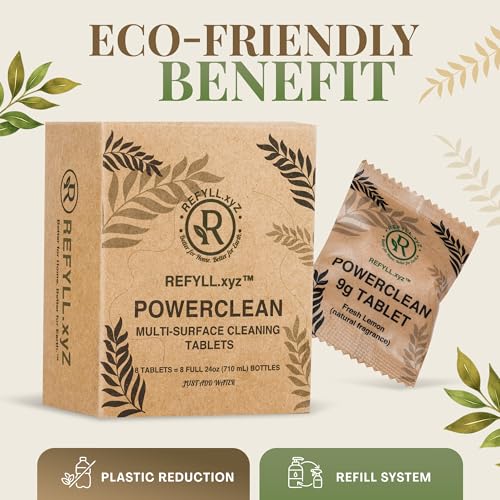 Cleaning Tablets for Spray Bottle Multi Surface Cleaner Refill Pods Eco Friendly Non Toxic Lemon Scent Plant Based (8 Pack) - size: 8 Count (Pack of 1)