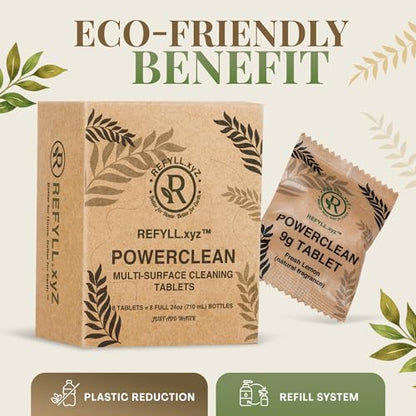 Cleaning Tablets for Spray Bottle Multi Surface Cleaner Refill Pods Eco Friendly Non Toxic Lemon Scent Plant Based (8 Pack) - size: 8 Count (Pack of 1)