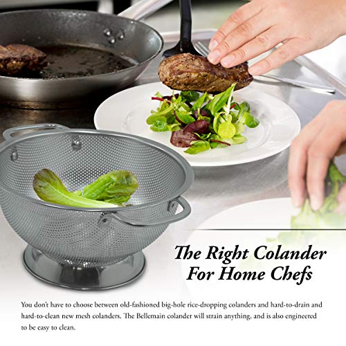 Bellemain 3 Qt Metal Colander with Handle | Pasta, Spaghetti, Berry, Fruit, Vegetable, Kitchen Food Strainer Basket | Premium Stainless Steel Colander Bowl | Pot Drainer for Cooking, Sifter Strainer - size: 3-Quart