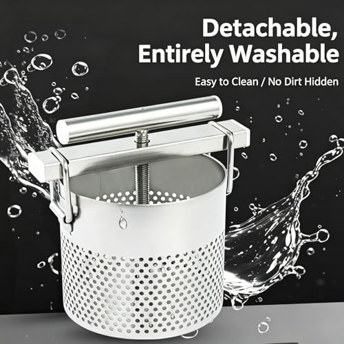 1.8L Manual Honey Press Extractor, Fruit Wine Press, Stainless Fruit Wine Press, Detachable Design, with Filter Bag, for Beeswax, Honey, Fruit & Vegetables