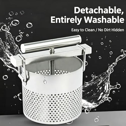 1.8L Manual Honey Press Extractor, Fruit Wine Press, Stainless Fruit Wine Press, Detachable Design, with Filter Bag, for Beeswax, Honey, Fruit & Vegetables
