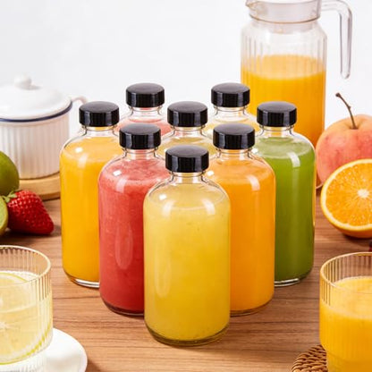 16 OZ Glass Bottles with Lids, 20 Pack Clear Boston Round kombucha Sample Bottles with Black Caps Perfect Glass Containers for Secondary Fermentation,Storing condiment,Homemade Essential Oils,kitchen - color: 20 P Clear