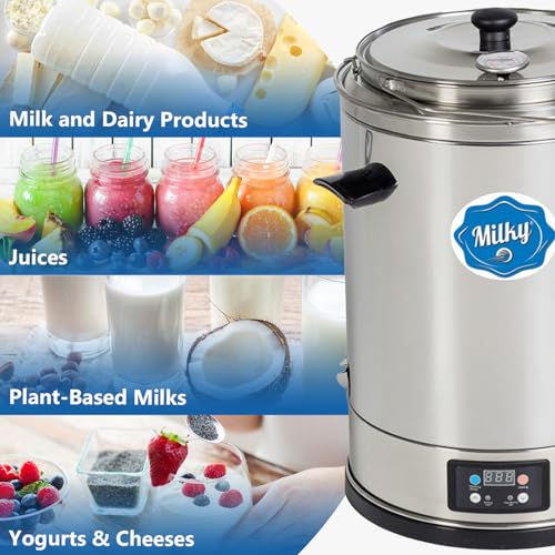 Milk Pasteurizer Milky FJ 15 (115V) | For Milk, Cheese, Yogurt and Juice | 3.7 Gal | Made of Stainless Steel | Removable Container | Time and Temperature Control | Made in the EU | 2-year Warranty