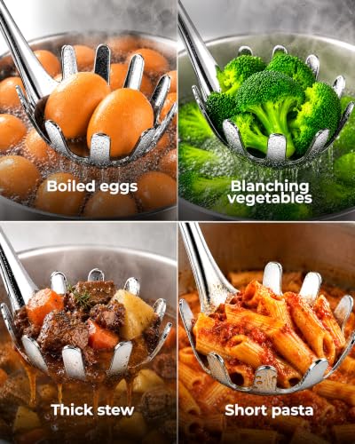 Zulay Kitchen Stainless Steel Pasta Spoon - 12” Spaghetti Server with Teeth & Draining Holes - Rust-Resistant Pasta Fork for Noodles & Pasta - Dishwasher Safe Utensil for Everyday Use - size: Pasta Server