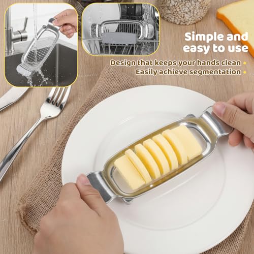 2Pcs Butter & Cheese Slicer Cutter, Stainless Steel Multipurpose Butter Cutter Portable Cheese Cutter Slicer with Ergonomic handle for Cutting Butter, Cheese, Mushrooms, Fruit, Vegetable