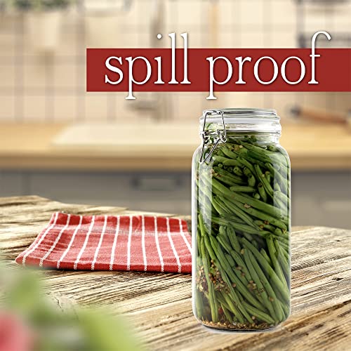 Glass Jars with Airtight Lids Food Storage Jars Leak Proof Canisters with Clear Preserving Seal Wire Clip Fastening for Kitchen Canning Pickling [67 oz]