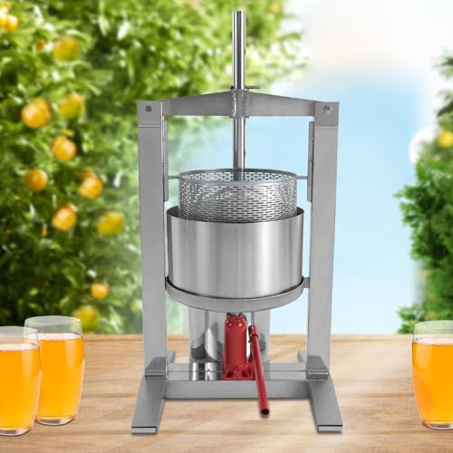 Fruit Wine Press, 5.28 GAL Stainless Steel Hydraulic Jack Juicer Hand Squeezer Barrels Manual Juice Maker Cider Apple Tincture Vegetables Honey Oil Making Press for Kitchen 6613.87 lbs (20L) - size: 20L