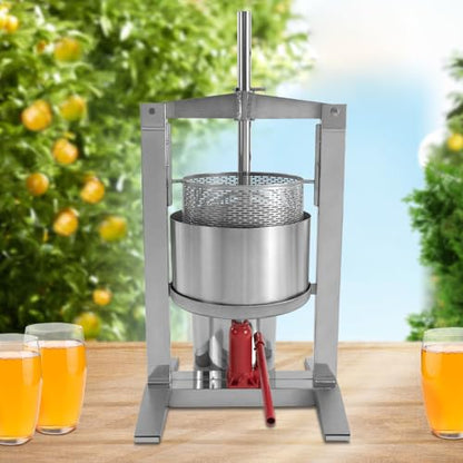 Fruit Wine Press, 5.28 GAL Stainless Steel Hydraulic Jack Juicer Hand Squeezer Barrels Manual Juice Maker Cider Apple Tincture Vegetables Honey Oil Making Press for Kitchen 6613.87 lbs (20L) - size: 20L
