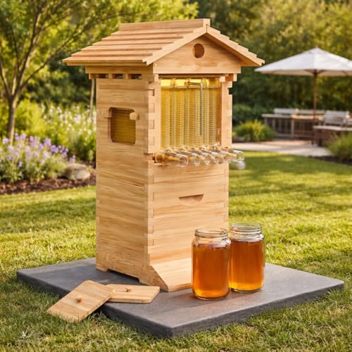 Bee Hive Starter Kit – Automatic Beehive Box Set for Easy Beekeeping, Complete Bee Hive Boxes for Beginners