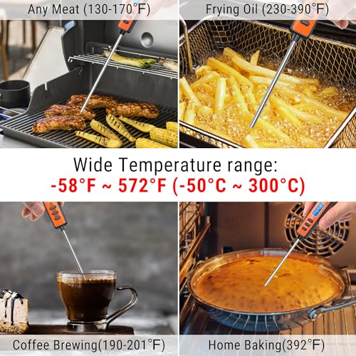 TempPro TP01A Digital Meat Thermometer for Cooking Candle Liquid Deep Frying Candy, Food Instant Read Thermometer with Super Long Probe, Backlit, Kitchen Gift for Dad Husband (Previously ThermoPro) - size: Digital