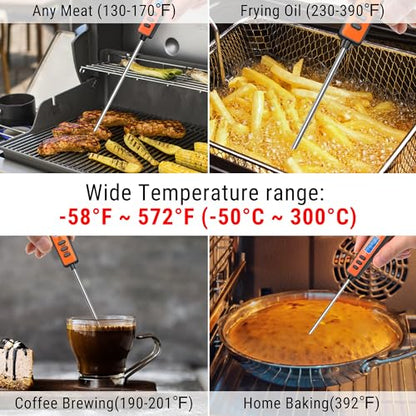 TempPro TP01A Digital Meat Thermometer for Cooking Candle Liquid Deep Frying Candy, Food Instant Read Thermometer with Super Long Probe, Backlit, Kitchen Gift for Dad Husband (Previously ThermoPro) - size: Digital