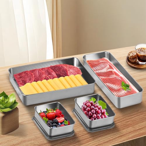 Cheese Container for Refrigerator,Fridge Storage Container,Deli Container with Lid,Bacon Container for Fridge,Bacon holder for Refrigerator,304SS Food Storage Container