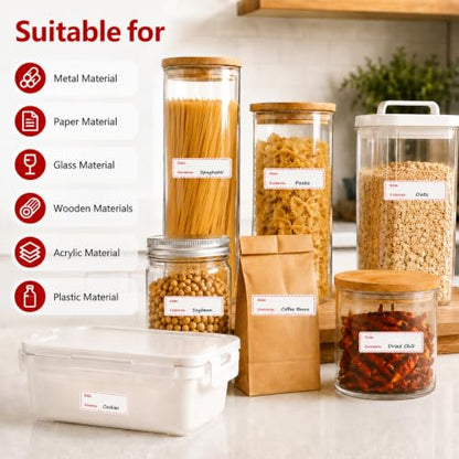 1 X 3 Inch Food Labels, Removable Freezer Labels for Kitchen, 2 Rolls 600 Pieces Date Label Stickers, Easy to Write On, No Residue