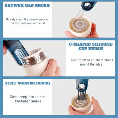 OxiTa 3 in 1 Cup Lid Gap Cleaning Brush Set (3Pcs), Multifunctional Insulation Bottle Cleaning Tools, Multipurpose Bottle Gap Cleaner Brush, Water Bottle Cleaner Brush,Home Kitchen Cleaning Tools