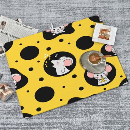 Dish Drying Mat for Kitchen Counter - Cheese Mouse Absorbent Heat Resistant Microfiber Dishes Drainer Mat - Kitchen Gadgets Large Coffee Machine Dish Rack Pad 18"X24"