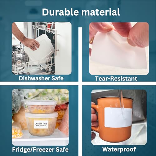 Blank Waterproof Label Stickers, Medium White Write-On Polypropylene Labels with Strong Permanent Adhesive, 70mm x 40mm (2.8” x 1.6”) 500/Roll, for Bottles, Storage Bins, Pantry & Cleaning Supplies - size: Medium