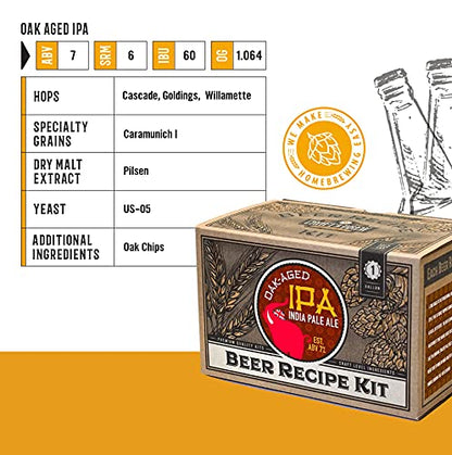 Craft A Brew Recipe Kit - Oak Aged IPA Refill - 1 Gallon - Ingredients for Home Brewing Beer - color: Oak Aged IPA