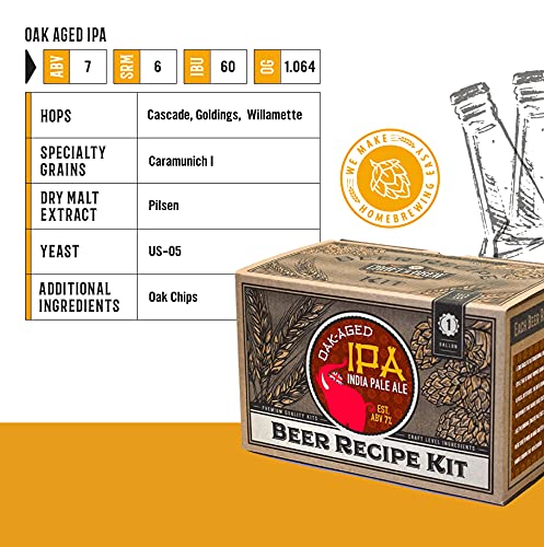Craft A Brew Recipe Kit - Oak Aged IPA Refill - 1 Gallon - Ingredients for Home Brewing Beer - color: Oak Aged IPA
