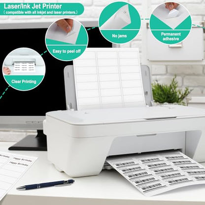 L LIKED Printable Address Labels, 1" x 2-5/8", 3,000 Stickers, 30 per Sheet, Mailing Labels for Envelopes (100 Sheets) - size: 100 Sheets