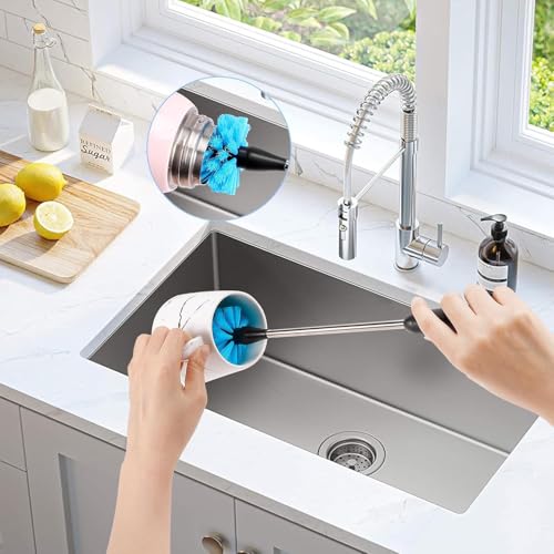 UNIFUN 3-in-1 Stainless Steel Cleaning Brush Set, Long Handle for Narrow Neck Bottles, Sport Bottles, Coffee Mugs, Tumblers, Flask - size: Longer Size