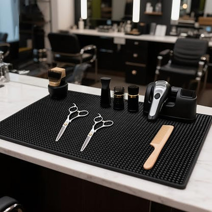 2 Pack Rubber Bar Mats for Countertop, 18" x 12" Dish Drying Spill Mat, Coffee Bar Mats Accessories for Cocktail Service in Bartending, Home, Kitchen, Restaurants, Black