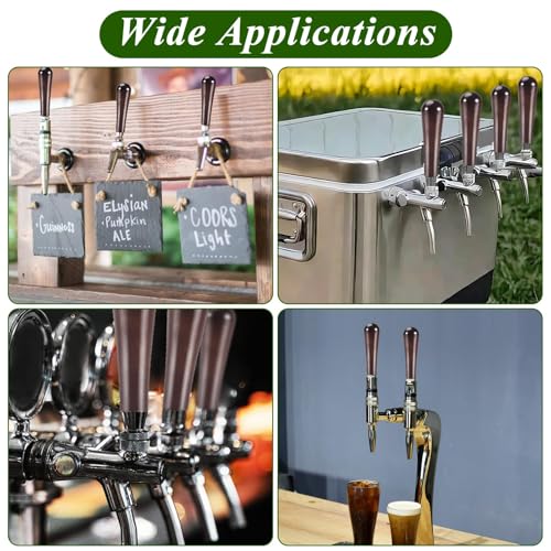 MRbrew 2 Pcs Solid Wood Beer Tap Handle with 3/8" Thread, 3" Brown Cylinder Beer Faucet Handle Comfort Grip for Kegerator Faucets, Homebrew, Kegerators and Bars