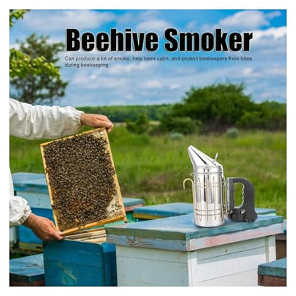 Electric Beehive Smoker Stainless Steel Beekeeping Smoker with Heat Shield Handle, Detachable Design for Easy Use, Large Smoke Output