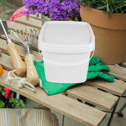 Cabilock 2pcs 5l Square Plastic Buckets with Lids, Food-grade Plastic Small Storage Containers, Portable Handheld Water and Snack Storing Canisters for Kitchen and Household Use