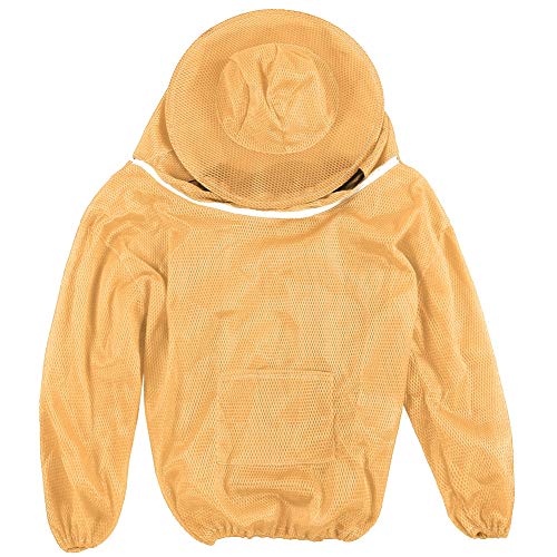 Haofy Professional Bee Suit for Men and Women Beekeeping Suit with Protective Round Veil for Apiary Backyard Beekeeping Jacket (Orange)