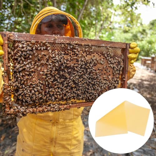 Veemoon 30pcs Beeswax Beehive Foundation Sheets Honeycomb Base for Beekeeping Supplies 41.5×19.5cm Natural Bee Comb Frames for Honey Hive Equipment