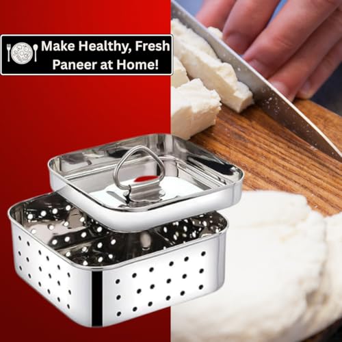 Stainless Steel Paneer Press & Cheese Maker | 450ml Homemade Paneer, Tofu & Soft Cheese Press | Rust Resistant, Dishwasher Safe | Easy Clean Kitchen Tool