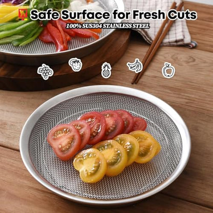 WAGENSTEIGER Stainless Steel Mesh Tray Set with Drip Pan, Air Fryer Basket and Tray, Kitchen Colander, Vegetable and Fruit Strainer, Food Filter, BBQ Prep Tool, Fruit Serving Dishes (7.48 inch) - size: 7.48 inch