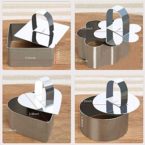 Stainless Steel 3D Cake Molds with Pusher Lifter Cooking Rings Set of 4,Baking Dish Bakeware Tools Cupcake Mold Mousse Ring Cheese Tools Salad Cake Dessert Mould(4 Different Shapes) - color: 4 Different Shapes