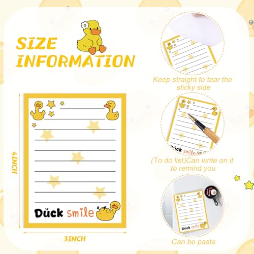 Chiisong 12 Pcs Duck Lovers Sticky Notes Yellow Ducks Self Stick Note Pads Cartoon Animal Writing Memo Pad Office Party Favors Supplies for Home Party Decorations Christmas Small Gifts - style: Duck