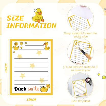Chiisong 12 Pcs Duck Lovers Sticky Notes Yellow Ducks Self Stick Note Pads Cartoon Animal Writing Memo Pad Office Party Favors Supplies for Home Party Decorations Christmas Small Gifts - style: Duck