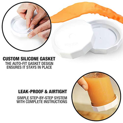 Masontops Tough Tops - Ball Wide Mouth Mason Jar Lids Plastic Leakproof - BPA-Free White Plastic Mason Jar Lids - Reusable Dry Canning Lids fit Ball Jars (Ball Mason Jars not included) - color: White, size: Wide Mouth