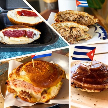 2 Uds 오리지널 Disquera de Pan Cubano Redondo - 주철 쿠바 샌드위치 프레스 2개 세트 - 전통적인 디스코 볼라도레스 메이커 - 나무 손잡이가 있는 38.1cm(15인치) - style: 2개 유닛