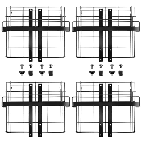 Tanice 2 Pack Freezer Organizer Bins, Expandable Stackable Chest Freezer Organizer with Foldable Handle, Thickened Metal Freezer Baskets for Deep Freezer, Kitchen Pantry - Black