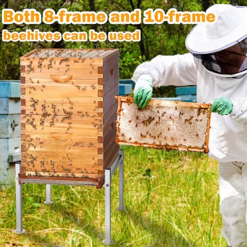 Honey Lake Metal Bee Hive Stand for 8/10 Frame Beehive box, Easy to Assemble Sturdy Beehive Stand for Beekeeping, Bee Hives Frame Stands with Round Base - Beekeeping Supplies & Tools