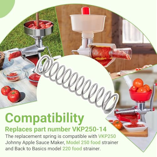 VKP250 Food Strainer Replacement Spring Compatible with Victorio Model 250, Back to Basics Model 220 & Johnny Apple Sauce Maker – 304 Stainless Steel
