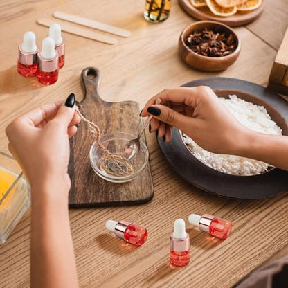 Didaey 100 Pcs 1/2/3/5/10/15 ml Mini Glass Oil Dropper Bottle Bulk, Clear Essential Small Empty Bottles Sample Containers Perfume Liquid Vials with Cap for Traveling (1 ml,Blush Pink) - color: Blush Pink, size: 1 ml