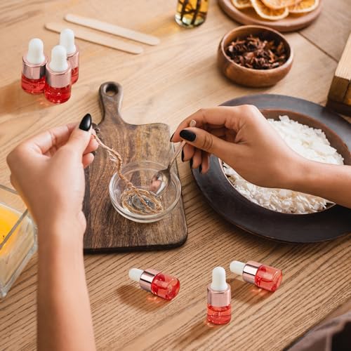 Didaey 100 Pcs 1/2/3/5/10/15 ml Mini Glass Oil Dropper Bottle Bulk, Clear Essential Small Empty Bottles Sample Containers Perfume Liquid Vials with Cap for Traveling (1 ml,Blush Pink) - color: Blush Pink, size: 1 ml