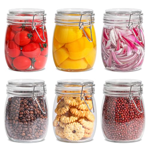 ComSaf 6-Pack 25oz Round Glass Mason Jars with Lids, Airtight Canning Jars for Preserving & Pickling, Multi-Purpose Storage Containers for Kitchen, Bathroom & Laundry, Ideal Housewarming Gift Set - size: 25oz*6