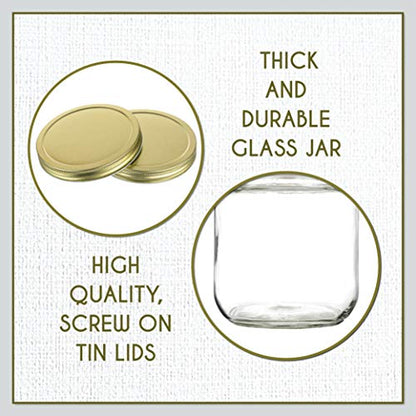 kitchentoolz 6 Pack of Glass Mason Jar Half Gallon Wide Mouth with Airtight Metal Lid - Safe for Fermenting Kombucha Kefir, Pickling, Storing and Canning Made in USA - color: Gold Lid