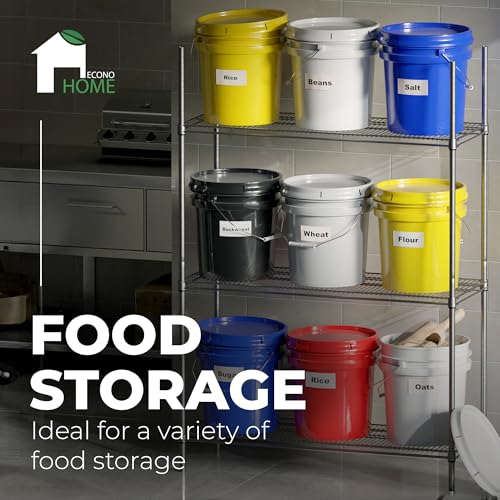 EconoHome 5-Gallon White Bucket Pail Container with Lid | Metal Handles with Plastic Grip | Easy Stack and Store | Heavy-Duty, Approx 90 MIL, Extra Durable | Food Grade | BPA Free - 1 Pack - color: White, size: 1 Pack