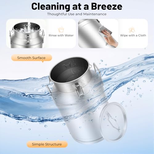 20-60L Stainless Steel Milk Can Wine Milk Bucket Wine Pail Bucket Milk Can Tote Jug with Sealed Lid Heavy Duty, with Independent Embedded Silicone Sealed Lid (40L) - size: 40L